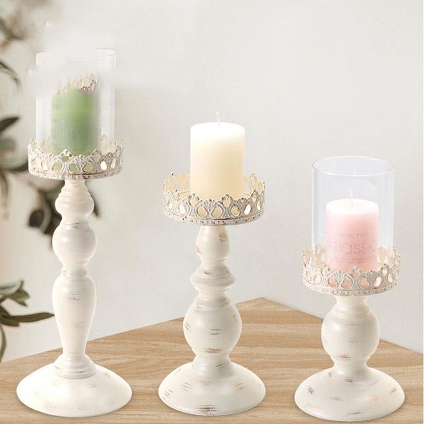 Держатели свечи стекло держатель Tealight белая смола висит металл Nordic Decoracao Para Casa Table Украшение ZP50ZT