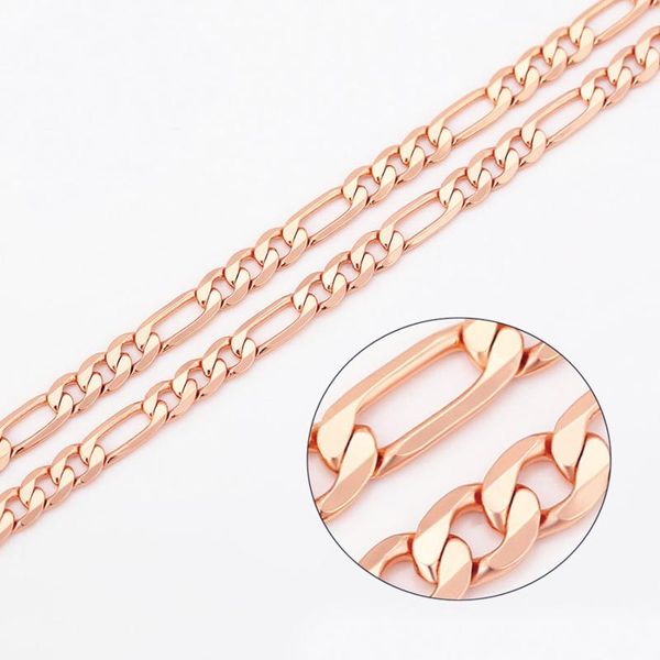 

chains xp jewelry --( 50 cm * 4 mm) rose 585 gold color figaro 3:1 necklaces for men women fashion nickel free, Silver