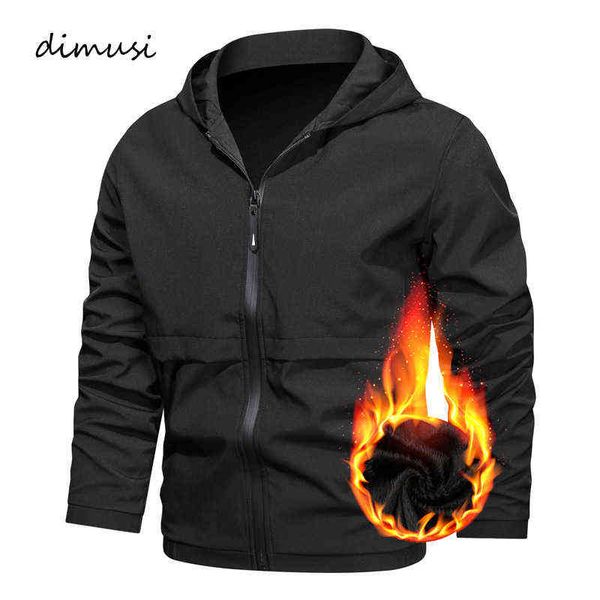 

dimusi autumn winter men's bomber jacket outwear fleece warm coats casual man slim fit windbreaker hooded jackets clothing y1122, Black;brown