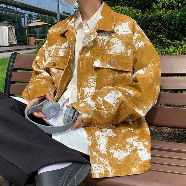 

men's jackets autumn tie-dye jacket fashion retro pocket tooling camouflage mens streetwear loose hip-hop bomber men, Black;brown