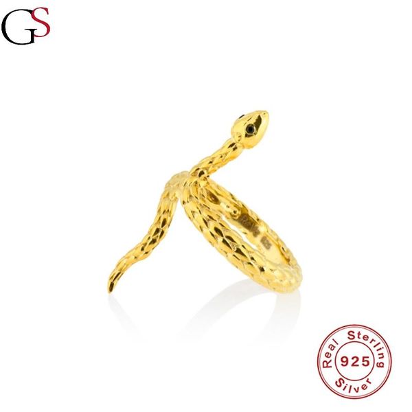 

snake-shape finger rings for women men fashion all-match anillos 925 sterling silver open ring fine jewelry accessories cluster, Golden;silver