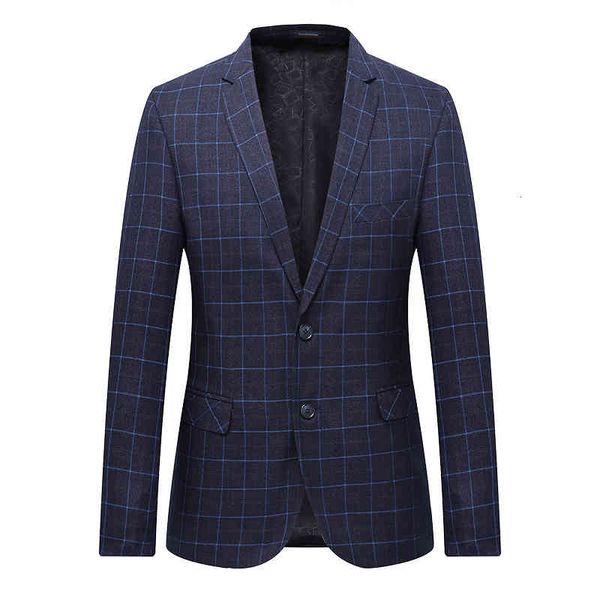 

men's suits & blazers mens suit jacket fashion man plaid style casual single button business dress men slim fit grid coats ikpd, White;black
