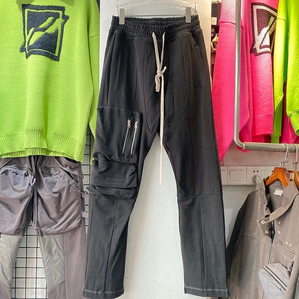 

men's pants paf archive zipper cargo men 1:1 quality women joggers multi-pocket drawstring sweatpants slightly loose trousers, Black