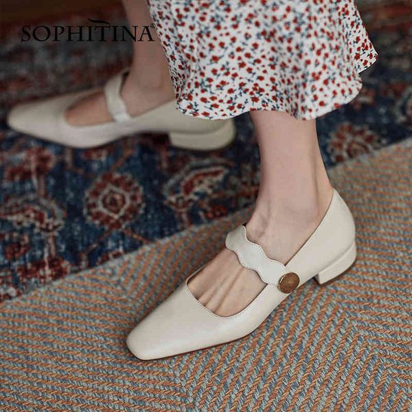 

sophitina fashion flats female all-match essential metal piece lady shoes low heels pure color leather simple women shoes ao437 210513, Black