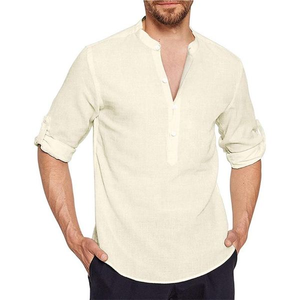 

men's casual shirts loose shirt men roll half sleeve male button v neck tees fashion daily blouse camisas para hombre, White;black