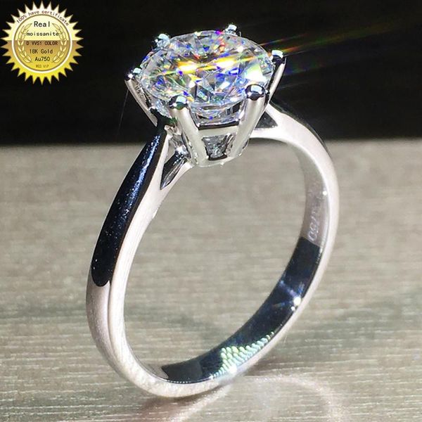 

cluster rings 14k au585 white gold 1 2 3 4 5 round dvvs moissanite diamond ring women wedding party engagement trendy, Golden;silver