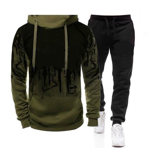 

men's tracksuits warm autumn of the men's brand zipper two thick hoodies sport fitness training sweatpants, Gray