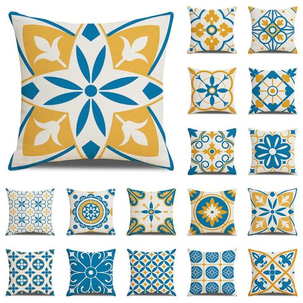 

cushion/decorative pillow nordic style cushion cover yellow blue geometric case office sofa home decor throw outdoor car pillowcase