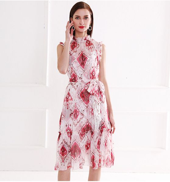 

summer fashion women party casual outing vintage elegant sets printed chiffon es knee length, Black;gray