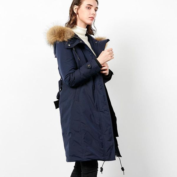 

women's down & parkas kmetram 2021 winter 90% white duck jacket women real fur collar hooded long coat female vintage slim thick warm p, Black