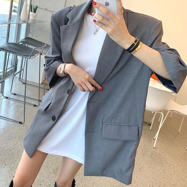 

spring korean style loose vintage blazer women chic casual womens blazers office ladies plus size coats female women's suits &, White;black