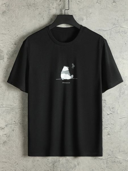 

men panda & letter graphic tee c0qo#, White;black