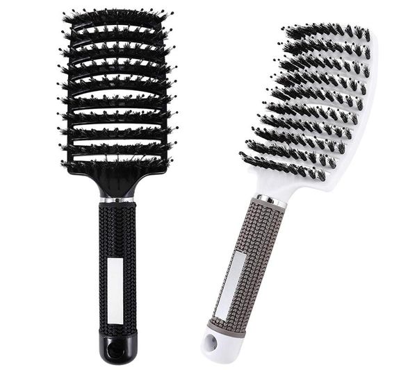 

hair brushes 2 pack head scalp massage brush detangler ultra-soft boar bristle shower massager shampoo detangling comb scrubber, Silver