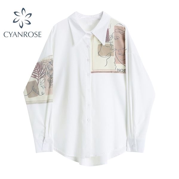 

vintage blouse women autumn casual long sleeve button up collar designer korean fashion loose and blouses shirt 210515, White