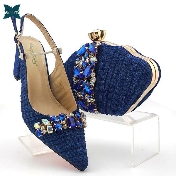 

dress shoes summer design italian ladies matching shoe and bag material with african bags set in royal blue color, Black