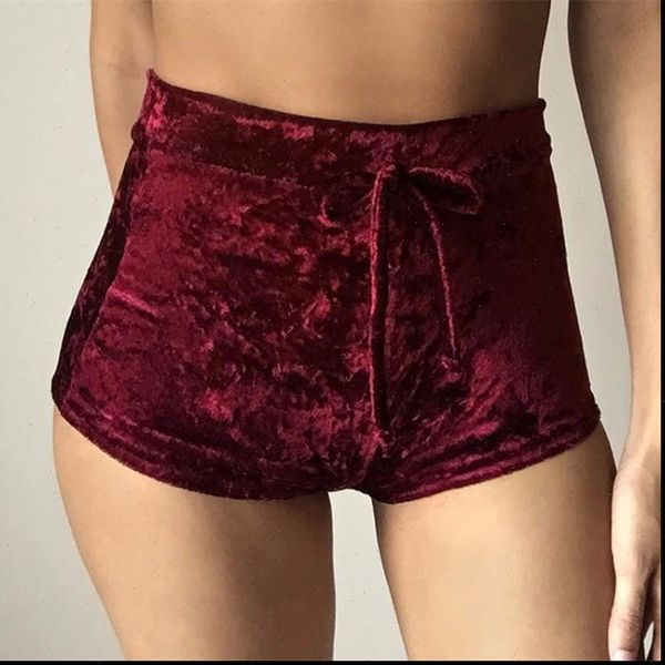 

velvet drawstring plus size womens shorts casual high waist spring summer skinny booty feminino, White;black