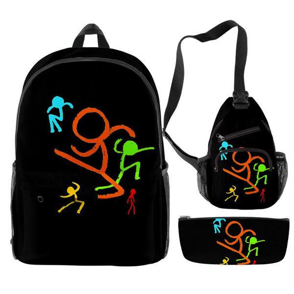 

backpack game alan becker school set 3 pieces boys girls backpacks travel crossbody bag pencil case kids