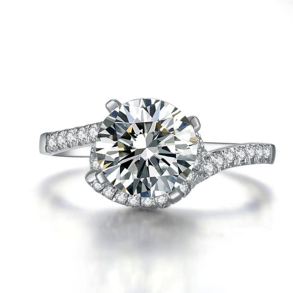 

noble 2ct diamond engagement wedding ring for women platinum 950 gift lady cluster rings, Golden;silver