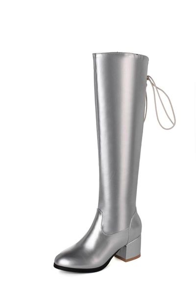 

boots knee-high for women mid-heel thick heel lace-up all-match gothic shoes woman high heels goth modern, Black