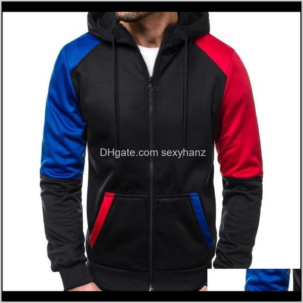 

& sweatshirts clothing apparel drop delivery 2021 winter hoodies moletom casual patchwork slim hoodie men outwear blouse zipper mens sweatsh, Black