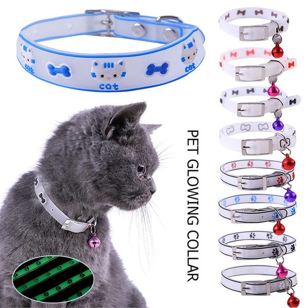 

dog collars & leashes 1pcs pet collar with bell lovely small footprint flower adjustable strap nylon fabric puppy teddy cat kitten supplies