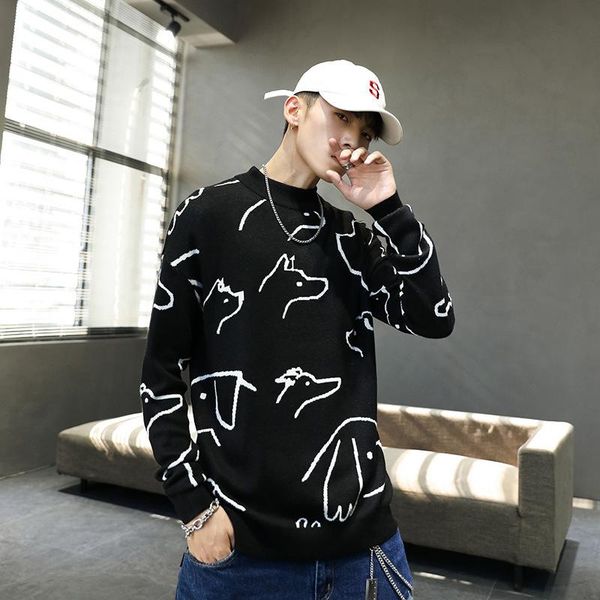 

men's sweaters sweater winter fashion round neck young pullover, White;black