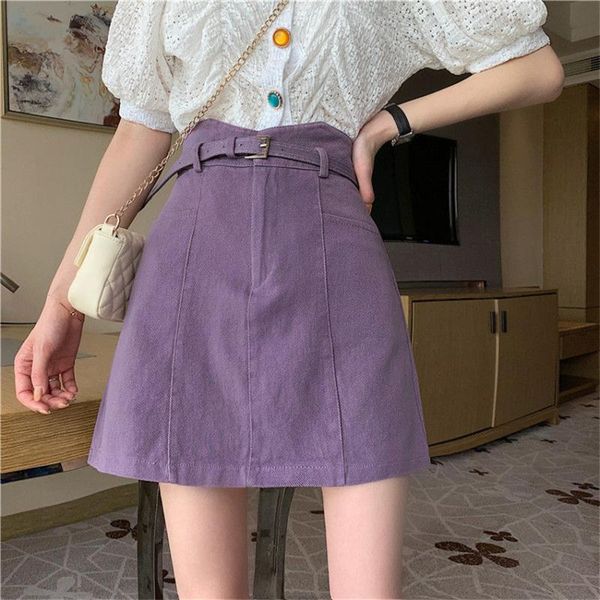 

skirts korean style denim mini skirt womens summer high waist black with belt jeans faldas mujer