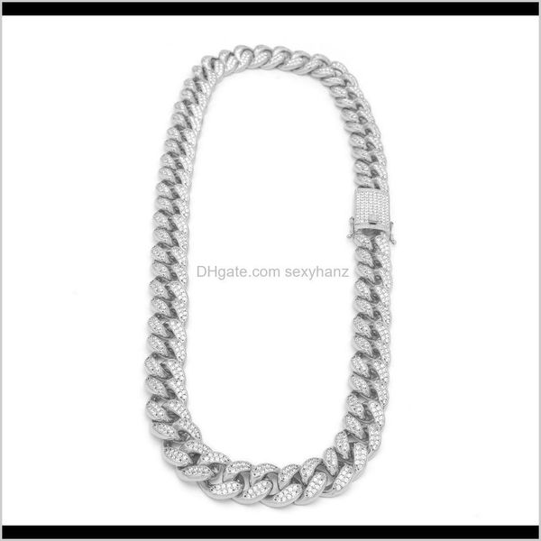 

chains necklaces & pendants jewelry drop delivery 2021 20mm 16-30inches men zircon cuban miami link cz clasp iced out gold sier hip hop chai, Silver