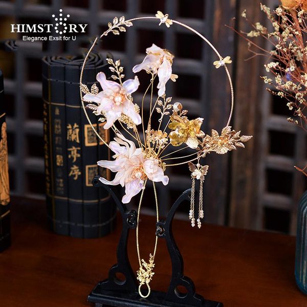 

wedding flowers himstory chinese style bridal fan round flower bouquet vintage butterfly hollow bride hand fans alloy bouquets