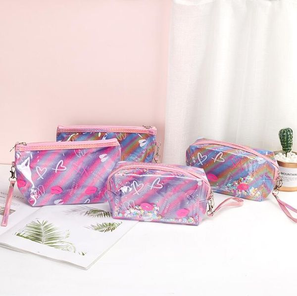 Borsa per cosmetici in gelatina da donna Pochette da donna Portaoggetti trasparente Organizzatore da viaggio Corea Borse per trucco per ragazze carine dei cartoni animati