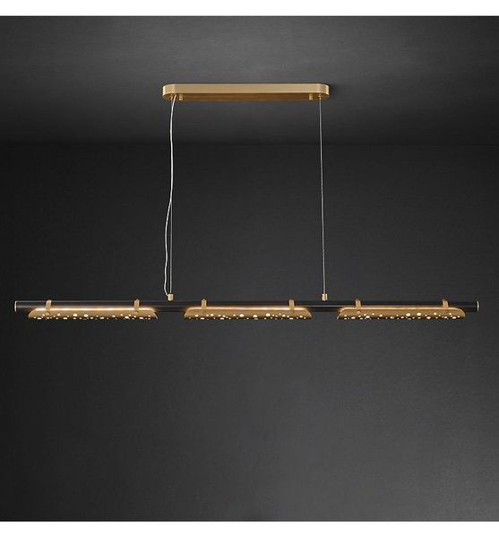 

pendant lamps chinese style light luxury long hollow creative simple living room dining table full copper chandelier