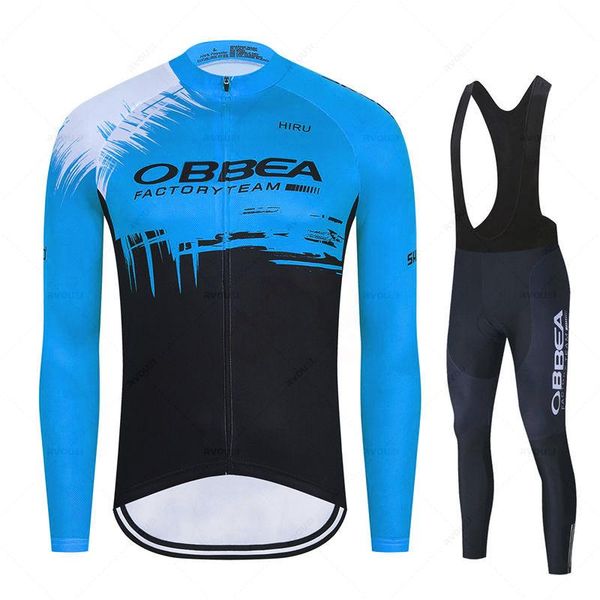 

racing sets blue four seasons cycling jersey sut orbeaful team quick dry clothing outdoor riding mtb long sleeves bicycle, Black;blue