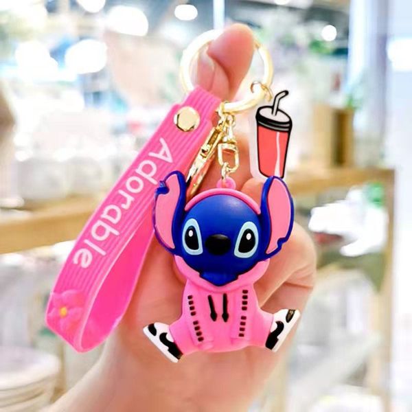 

keychain cute cartoon doll key ring men and women bags luxury four-leaf clover letters fashion pendant, Silver