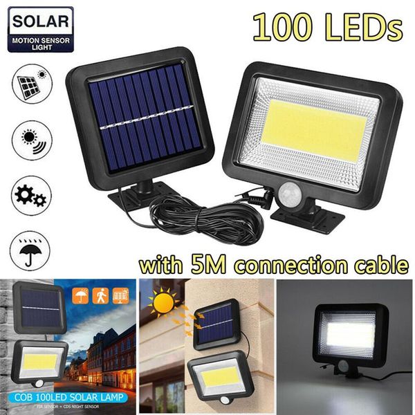 

solar lamps 30w 100led cob body sensor powered light street spotlight lamp outdoor garden security night wall split
