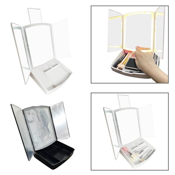 

compact mirrors led makeup mirror with lights tri-fold vanity w/ tray tabletop