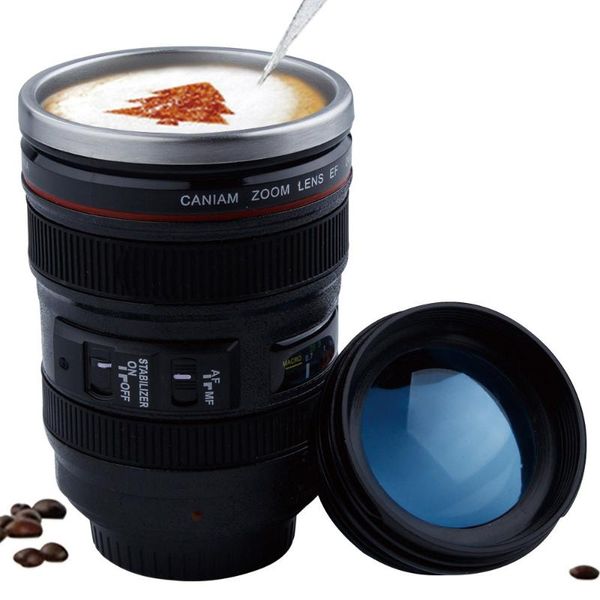 

mugs creative 400ml stainless steel liner camera lens coffee tea cup with lid novelty gifts thermocup thermo mug