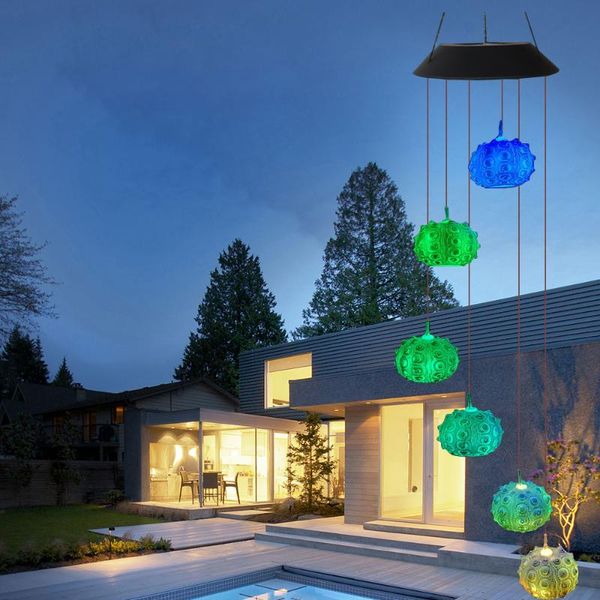 

solar wind chime light home garden chandelier outdoor decoration party
