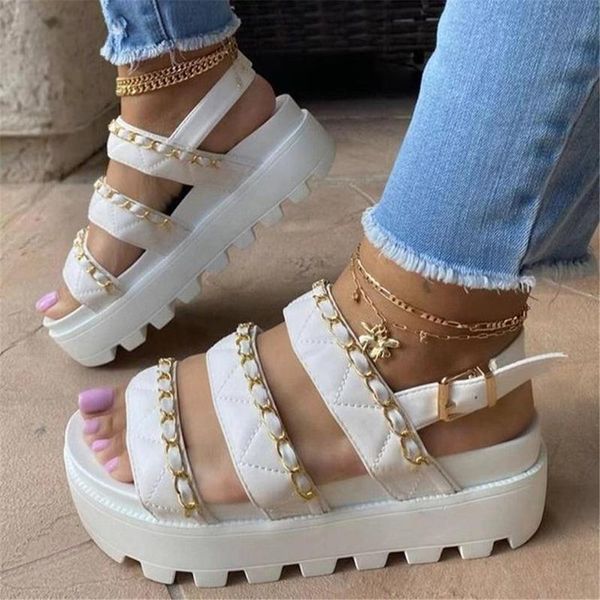 

summer shoes woman flat platform sandals women soft leather buckle casual open toe gladiator wedges, Black