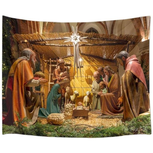 

tapestries the nativity story born of jesus christ in warm night xmas eve by ho me lili tapestry religious art room home decor