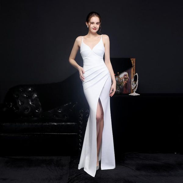 

casual dresses sladuo 2021 women elegant sleeveless long floor dress deep v slit celebrity evening runway party, Black;gray