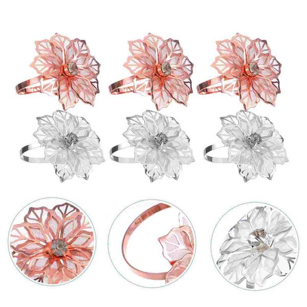

napkin rings 12pcs flower shape buckles alloy ring holders for wedding party