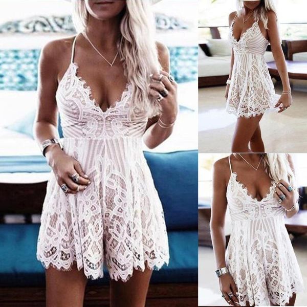

casual dresses women summer spaghetti strap sleeveless backless lace mini dress sundress robe vestidos aqmb, Black;gray