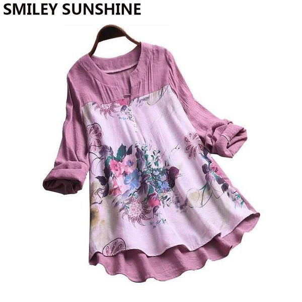 

women's blouses & shirts spring summer floral print women blouse white oversized shirt tunic for ladies clothing long sleeves office la