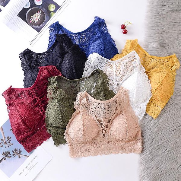 

bras linbaiway women lingerie lace floral bralette seamless tank camis underwear crop me brassiere, Red;black