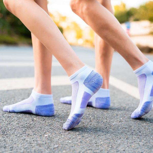 

sports socks women breathable cycling outdoor cotton towel bottom anti slip marathon running bike riding short, Black