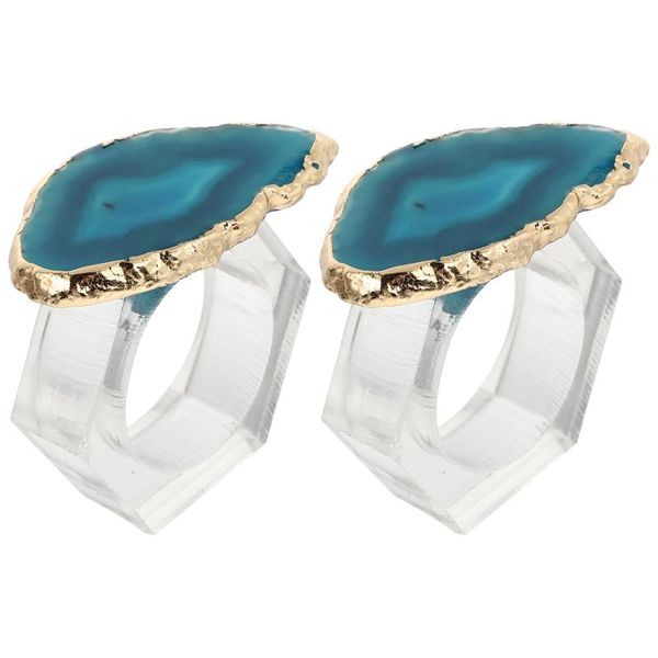

napkin rings 2pcs agate stone holder creative button chic table decoration