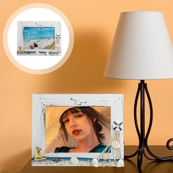 

frames 1 pc marine style wooden po frame home-use deskdecorations (white)
