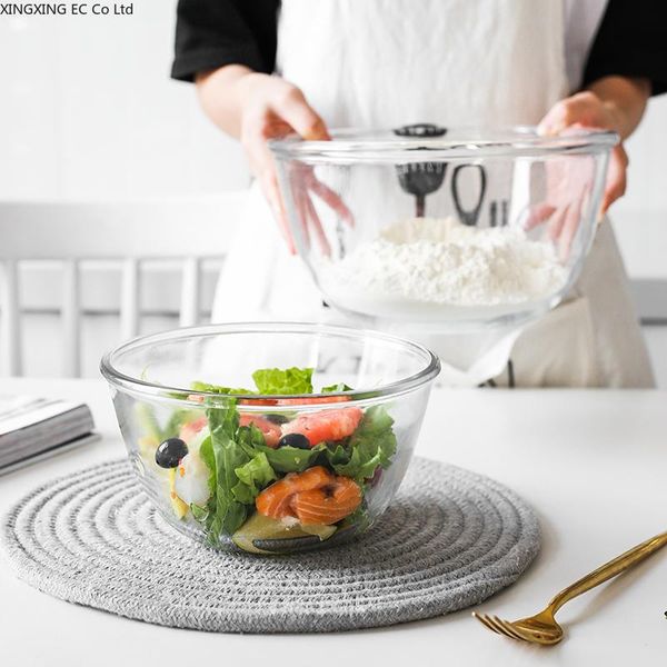 

inch heat-resistant glass bowl transparent thickened salad baking household egg beating cake kitchen supplies bowls