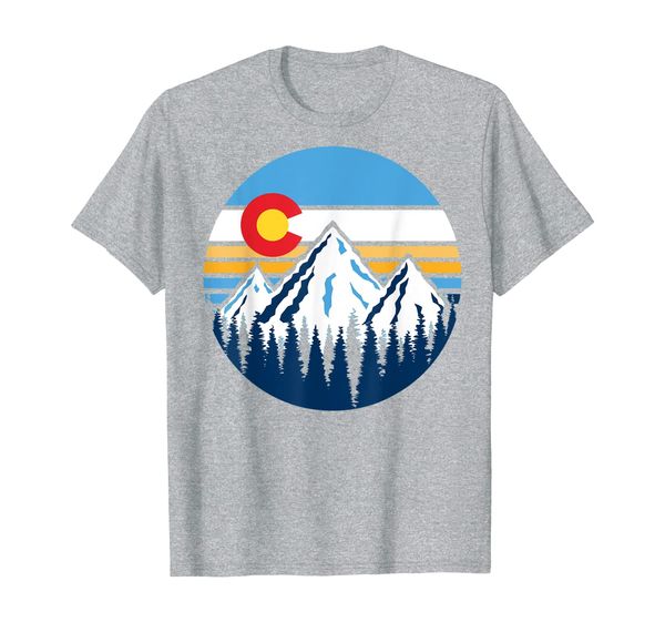 

colorado mountains retro vintage vibe design t-shirt, White;black