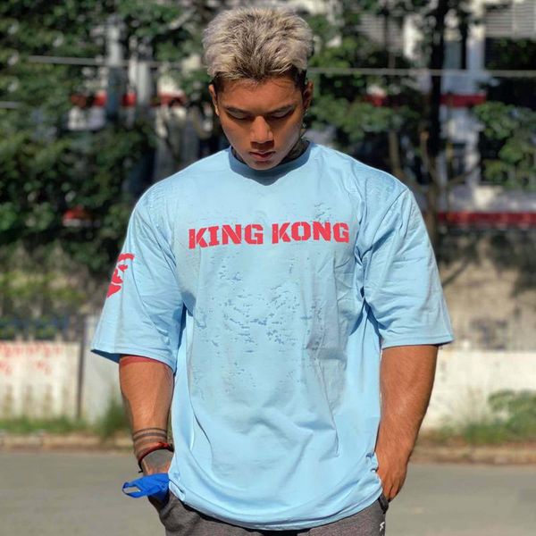 

men's t-shirts loose fashion sports short sleeve t-shirt summer cotton half fitness running training clothes, White;black